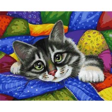 Раскраски по номерам. Картина Котик в лоскутках, 40*50 см